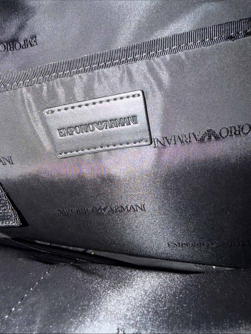 NWOT Men’s Emporio Armani Black Jacquard Logo Backpack - Picture 6 of 7